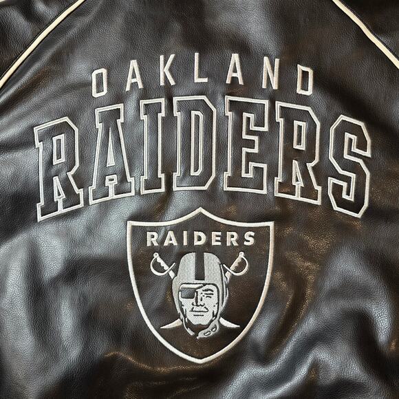 VTG NFL Oakland Raiders Men's Faux Leather Varsity Jacket XL AFC PATCH - Picture 8 of 12
